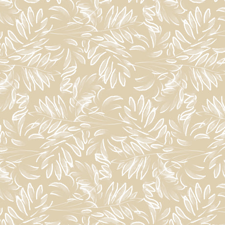 Live The Leaf Wheat - Elegant 160 cm bred voksdug med hvide blade