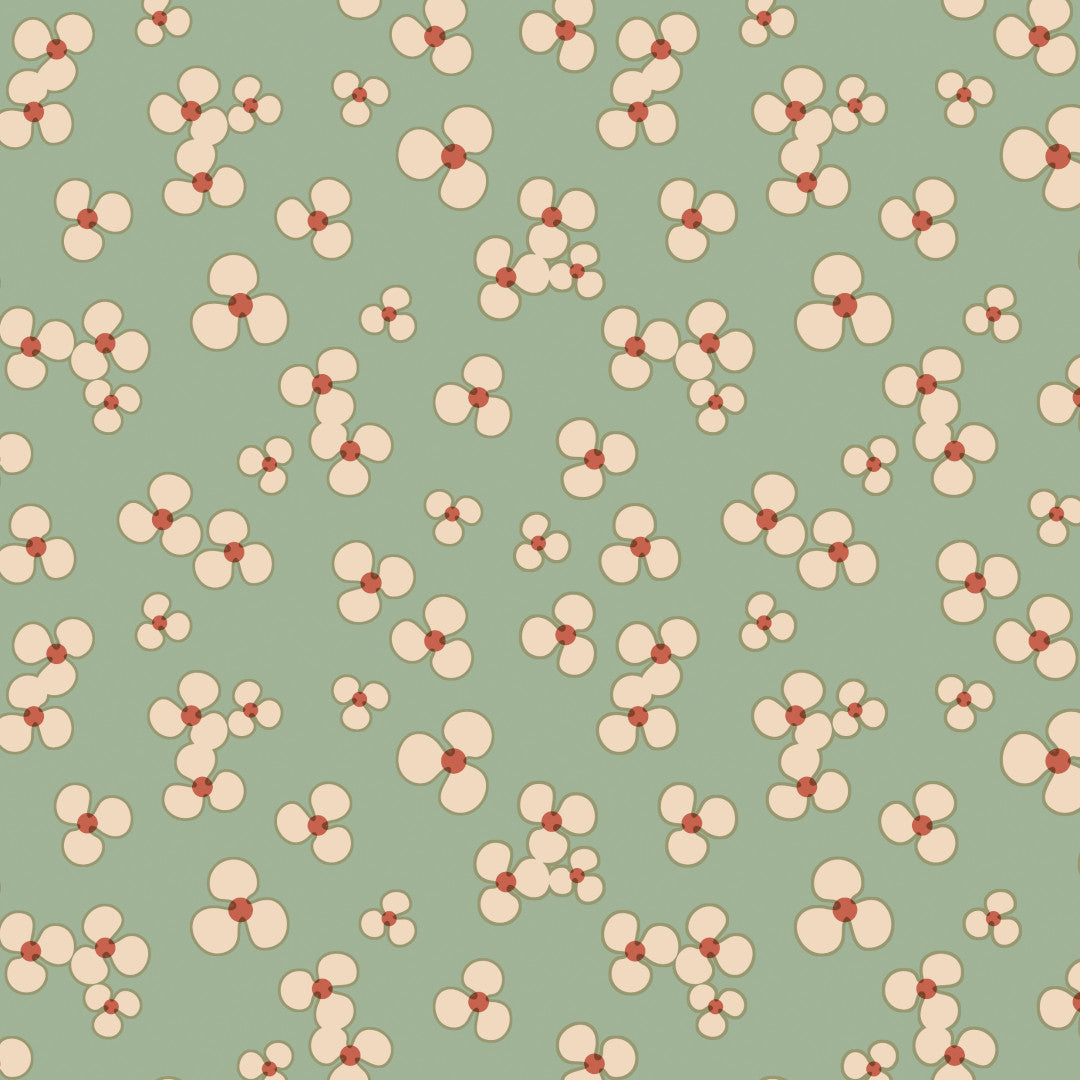 LÆNGDE: 3.5 m - Niwa Green Tea - Lola voksdug med delikate blomster
