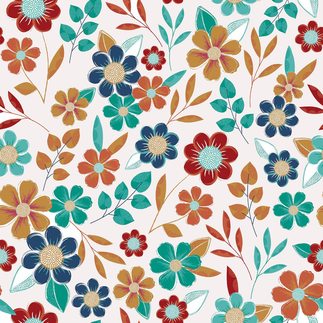 Lucette Råhvid - Voksdug med blomster og blade