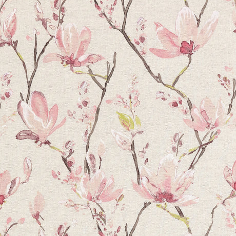 Magnolia Blossom – Akryldug i hørlook med magnoliablomster