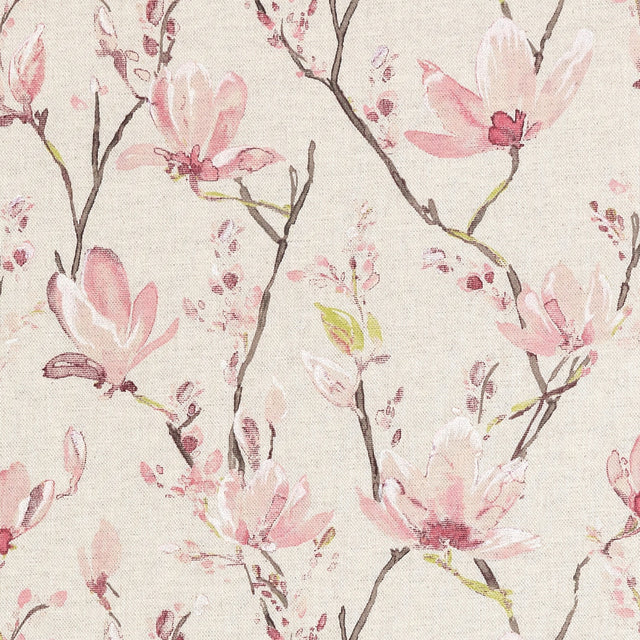 Magnolia Blossom – Akryldug i hørlook med magnoliablomster