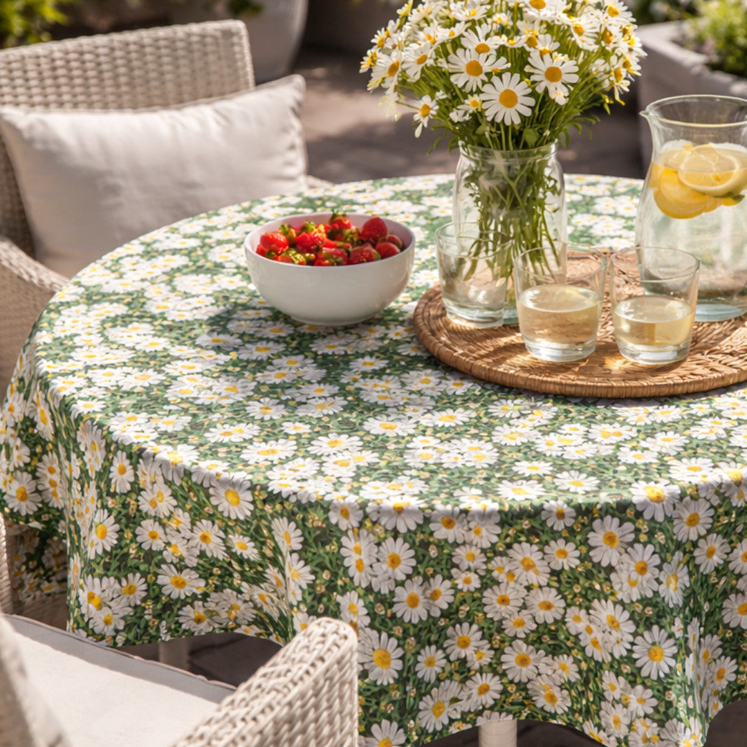 Marguerite - Voksdug med flor af blomstrende margueritter, miljø rund