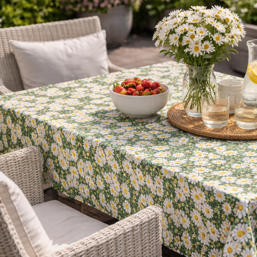 Marguerite - Voksdug med flor af blomstrende margueritter, miljø