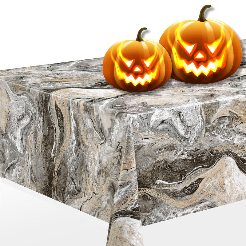 Marmor Sort/Grå Halloween voksdug - 140 cm bred