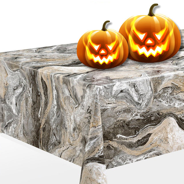 Marmor Sort/Grå Halloween voksdug - 140 cm bred