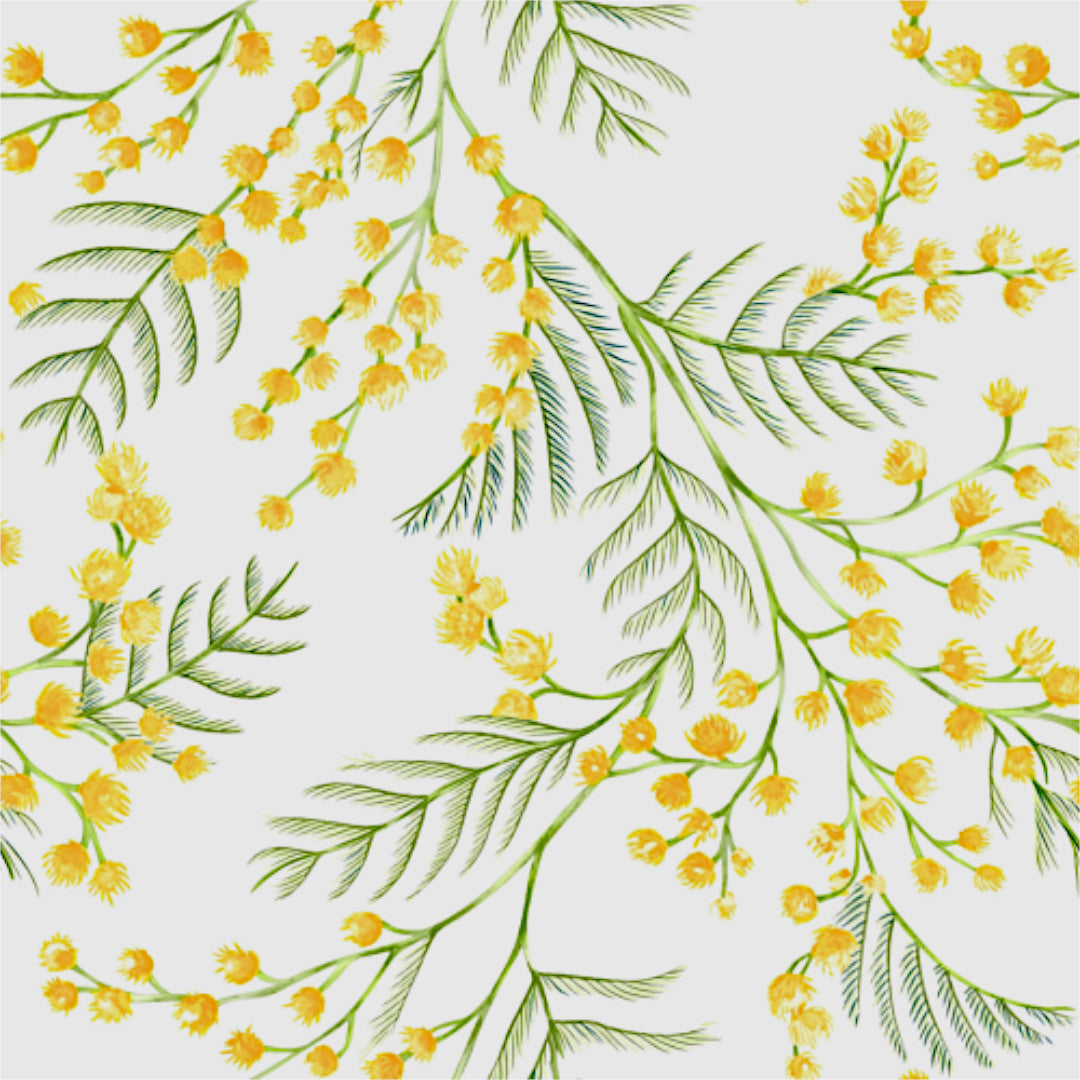 Mimosa Sunshine - Akryldug med gule blomster og antiskrid