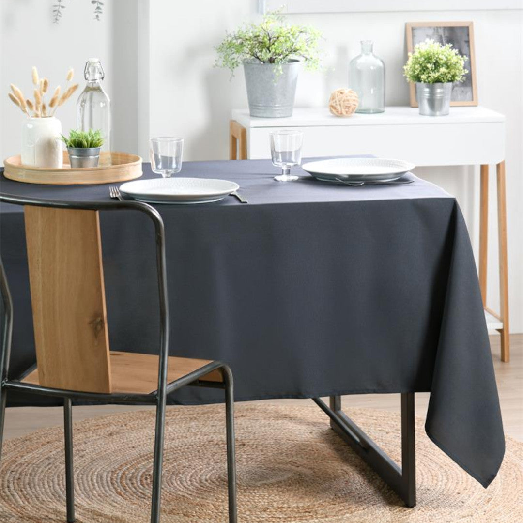 Nelson, ensfarvet rektangulær dug med anti-plet 145 x 200 cm - Antracit