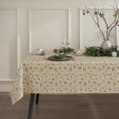 Olivia – Akryldug i hørlook med olivengrene og antiskrid