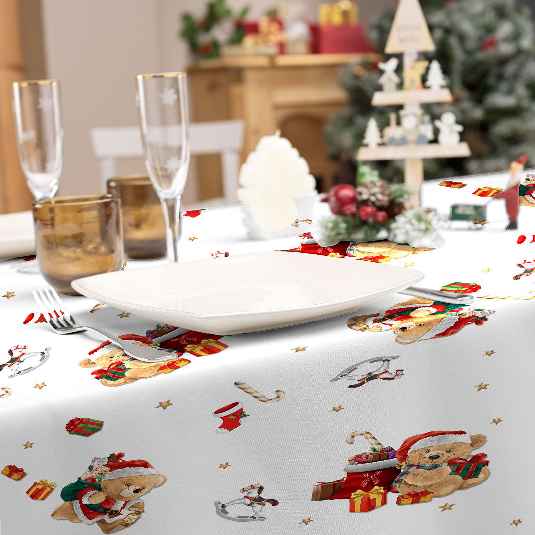 Oursons 150 x 240 cm, rektangulær juledug med anti-plet, opdækning