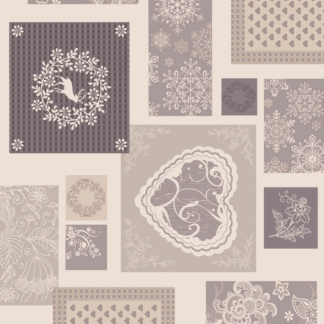 LÆNGDE: 4.0 m - Patchwork Julevoksdug Beige – 160 cm bred