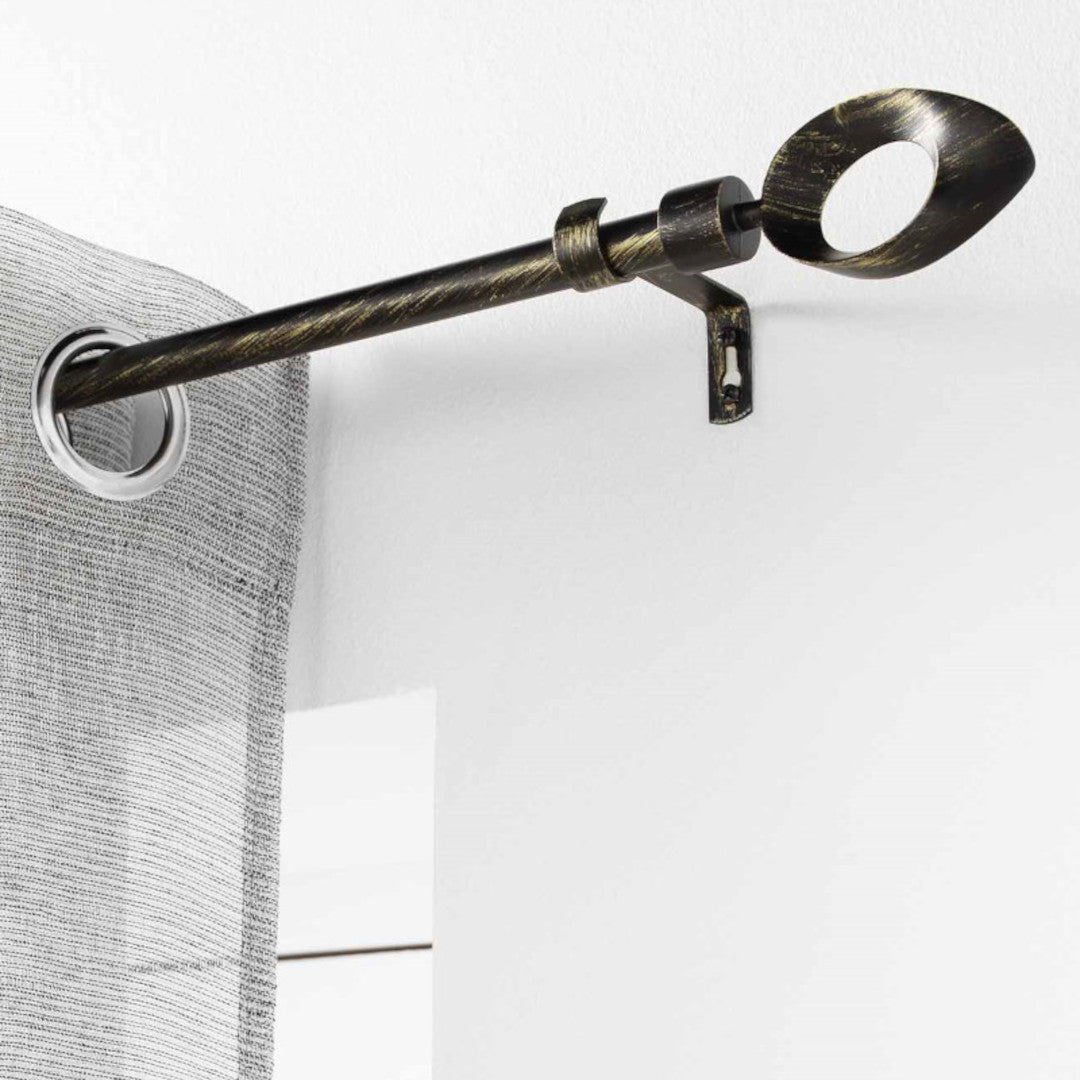 Patina Ovalon Sort/Guld – Justerbar Gardinstang 120–210 cm