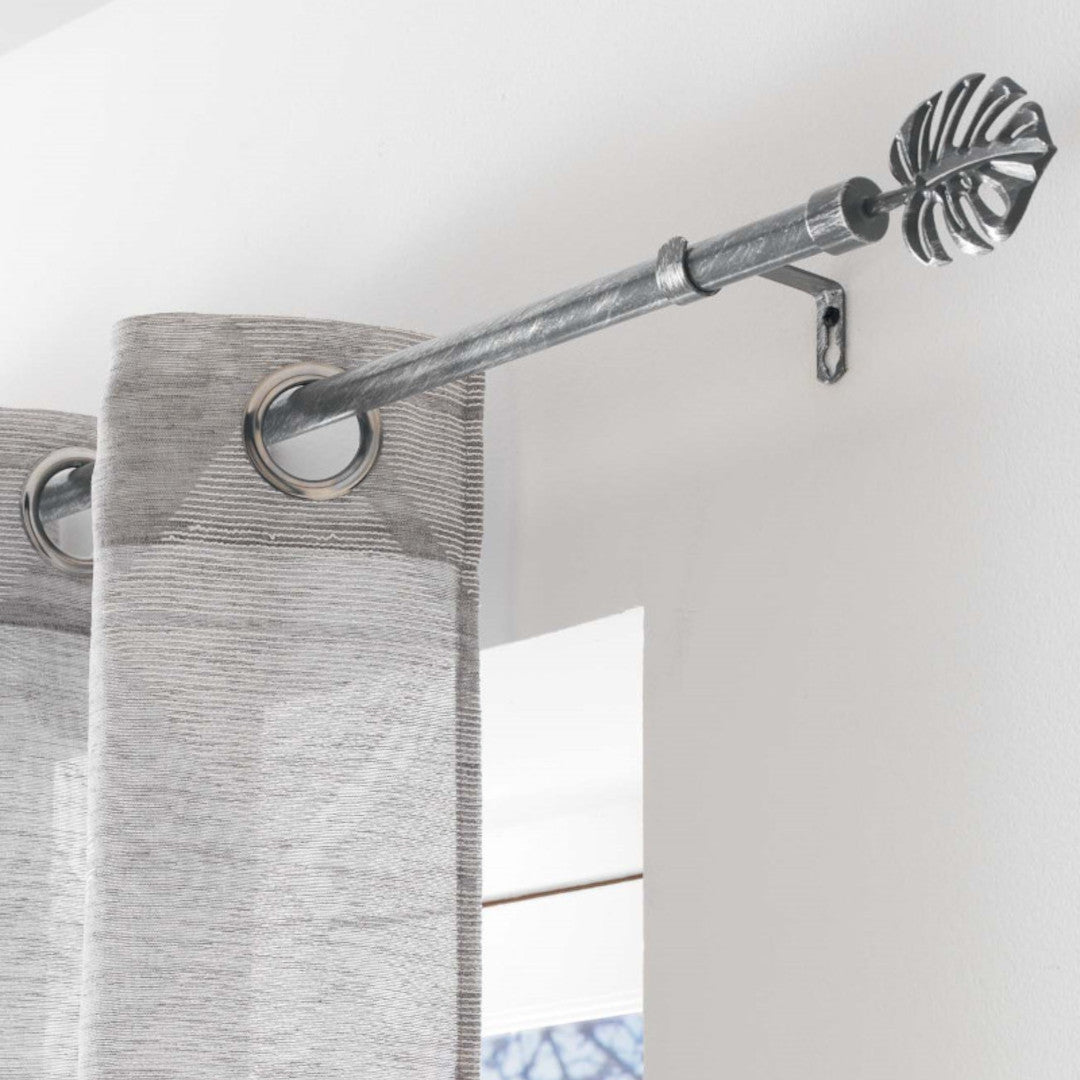 Patina Tropi Grå/Sølv – Justerbar Gardinstang 120–210 cm, ophæng
