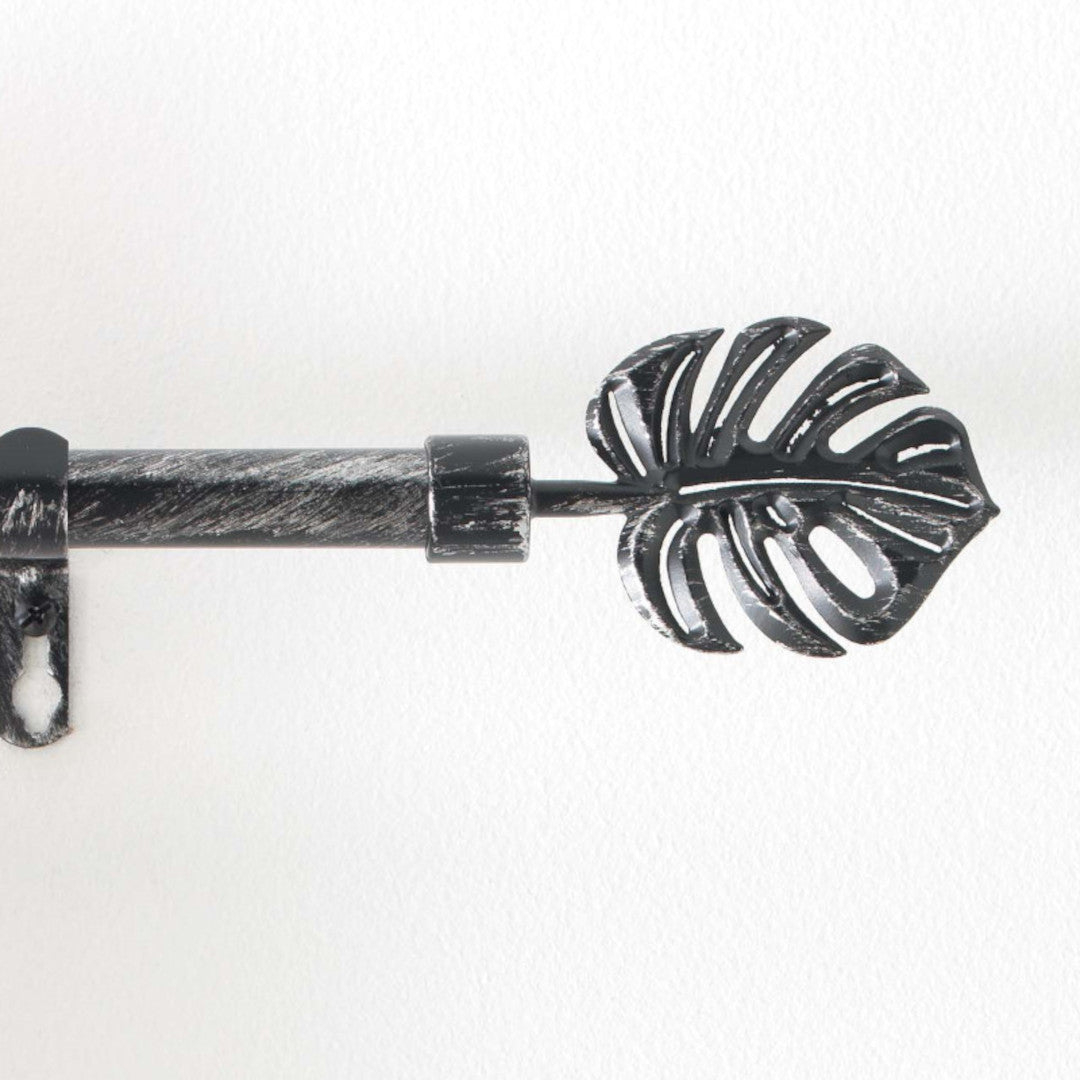 Patina Tropi Sort/Sølv – Justerbar Gardinstang 120–210 cm