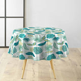 Plantania Blå – Rund voksdug med botanisk mønster Ø 155 cm, miljø