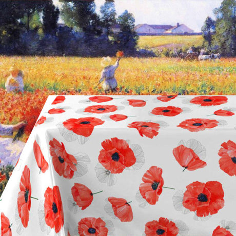 Red Coquelicot - Voksdug med røde valmuer