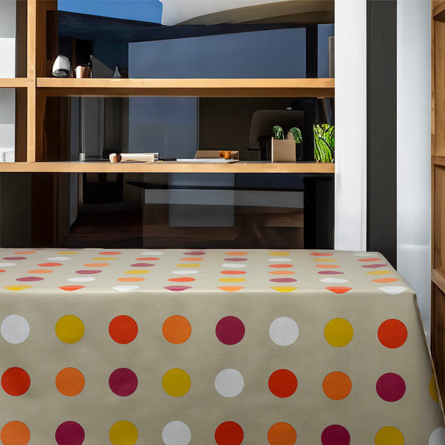 Retro Pop Dots – Voksdug med farvede prikker, miljø