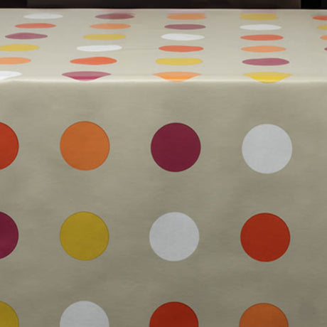 Retro Pop Dots – Voksdug med farvede prikker, nærbillede