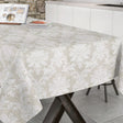 Bury Lino Beige - Jacquard vævet rund akryldug med elastikkant