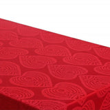 Rund damaskvævet juledug - Damask Hearts rød, Ø 300 cm