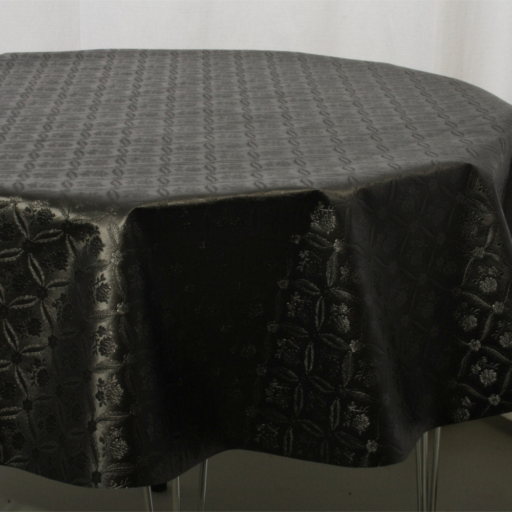 Rose Tapestry Black, rund sort damask præget voksdug