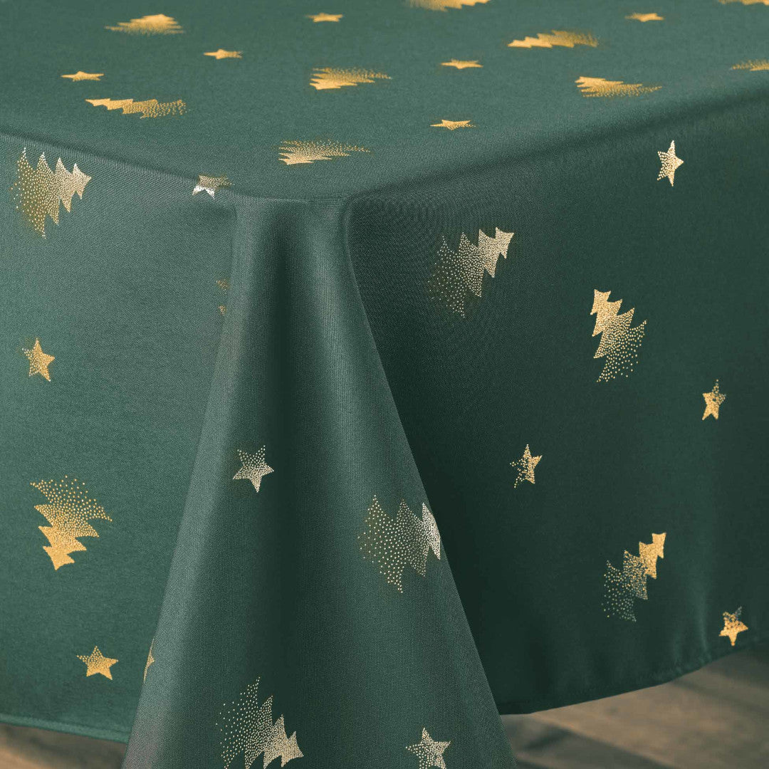 Sapin Grøn/Guld – Juledug med antiplet 150 x 240 cm, hjørne