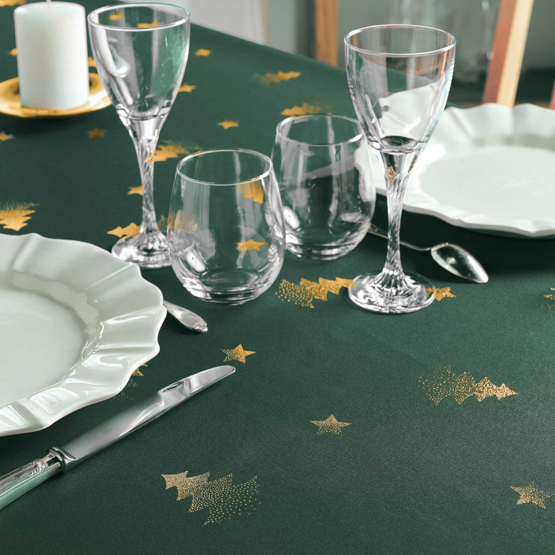 Sapin Grøn/Guld – Juledug med antiplet 150 x 300 cm, nærbillede