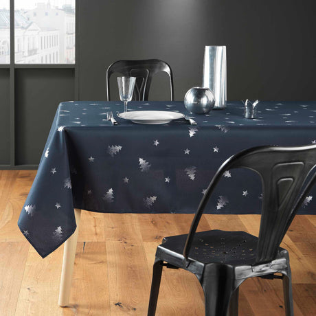 Sapin Mørkeblå/Sølv – Juledug med antiplet 150 x 300 cm