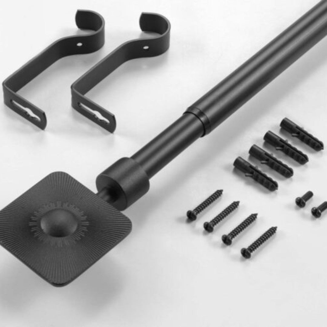 Sarita Sort – Justerbar Gardinstang 120–210 cm, udstyr