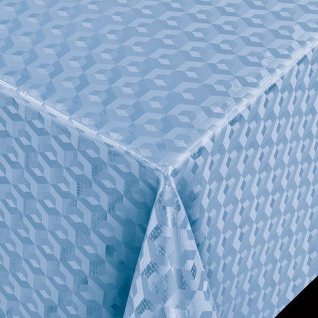 Scala 3D Cube Blue - Rund voksdug Ø 140 med kantsyning