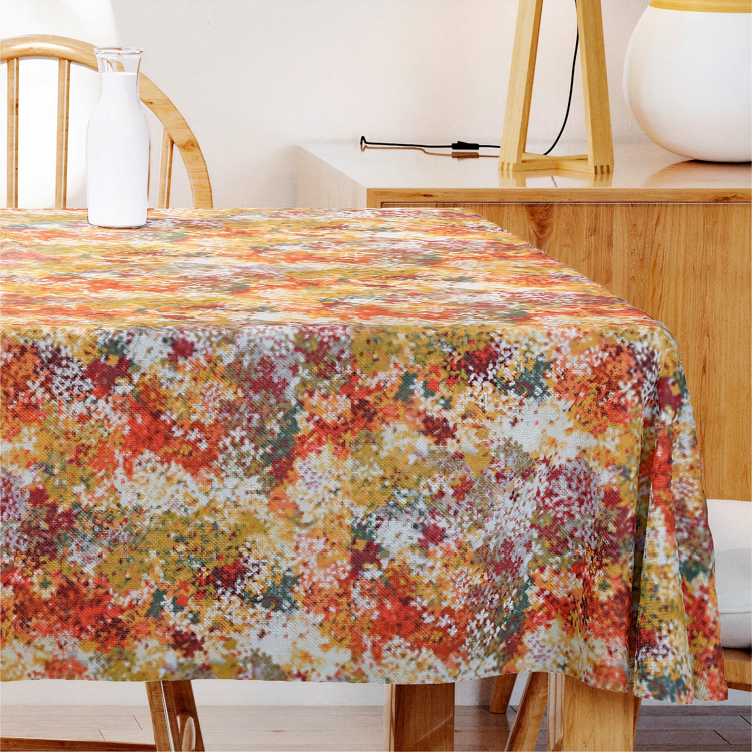 Azalee - Akryldug med flot orange motiv - 155 cm bred