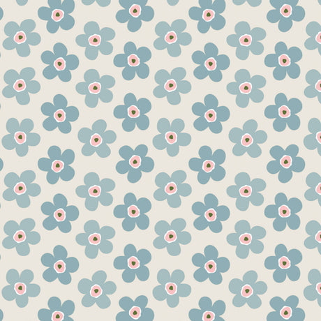 Lola voksdug - Small Big Flower Dusk Blue