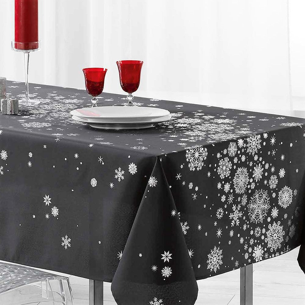 Constellation Snehimmel antracit - Juledug med anti-plet, 150 x 240 cm