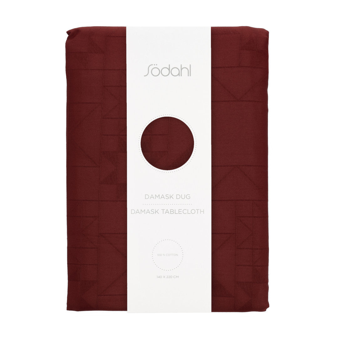 Indpakket Södahl Star Damask Juledug Rød, klar til gave eller opbevaring 140x320