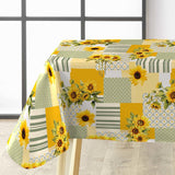 Soleane - Voksdug med solsikker og skønt patchwork-design, hjørne