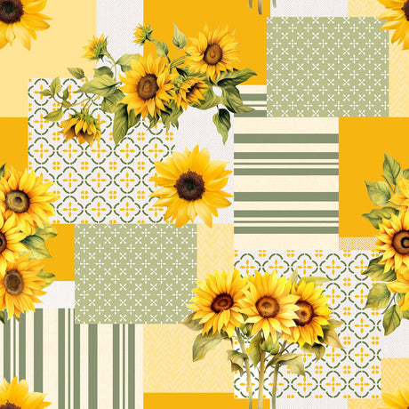 Soleane - Voksdug med solsikker og skønt patchwork-design