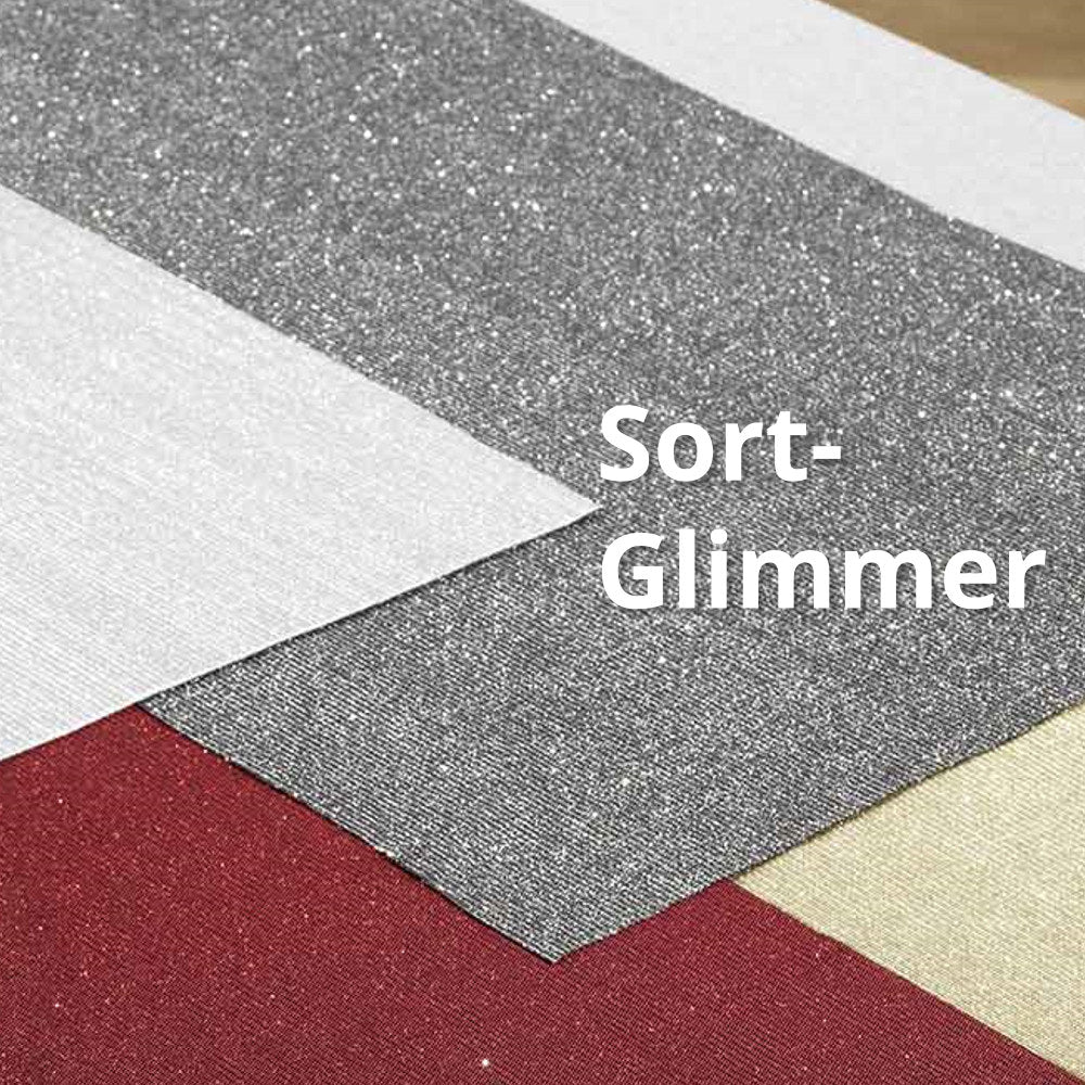 Bordløber Glimmer / Dinner for 2, 35 x 140 cm - Sort/sølv