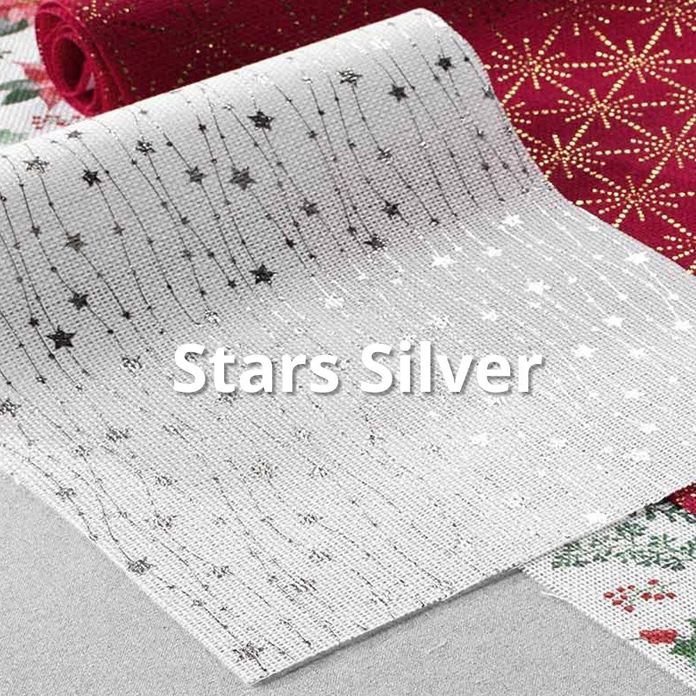 Bordløber Jul, 35 x 140 cm - Row of Stars Silver