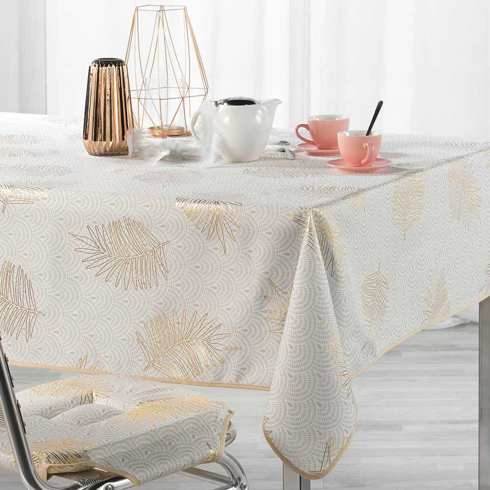 Sunny Metallic Print - Gold - Dug med anti-plet - 150 x 240 cm