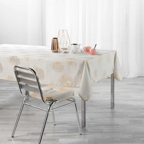 Sunny Metallic Print - Gold - Dug med anti-plet - 150 x 240 cm