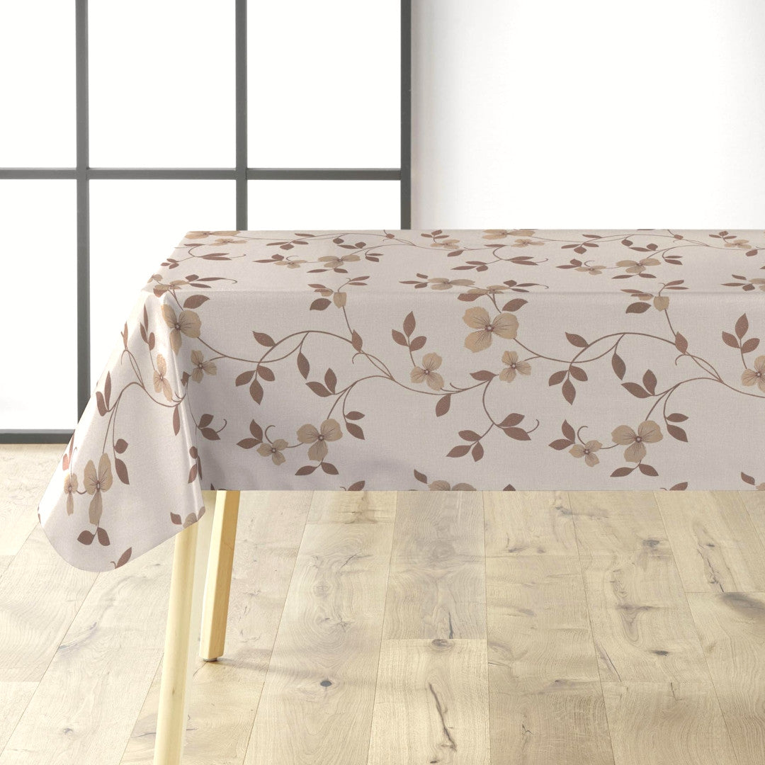 Textilia Glitter Floreal - Lys beige voksdug med blomsterranke