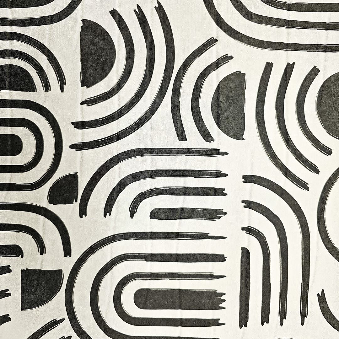 LÆNGDE: 11,5 m - Textilia Pandorine Sort - Voksdug med grafisk mønster - 2. Sortering