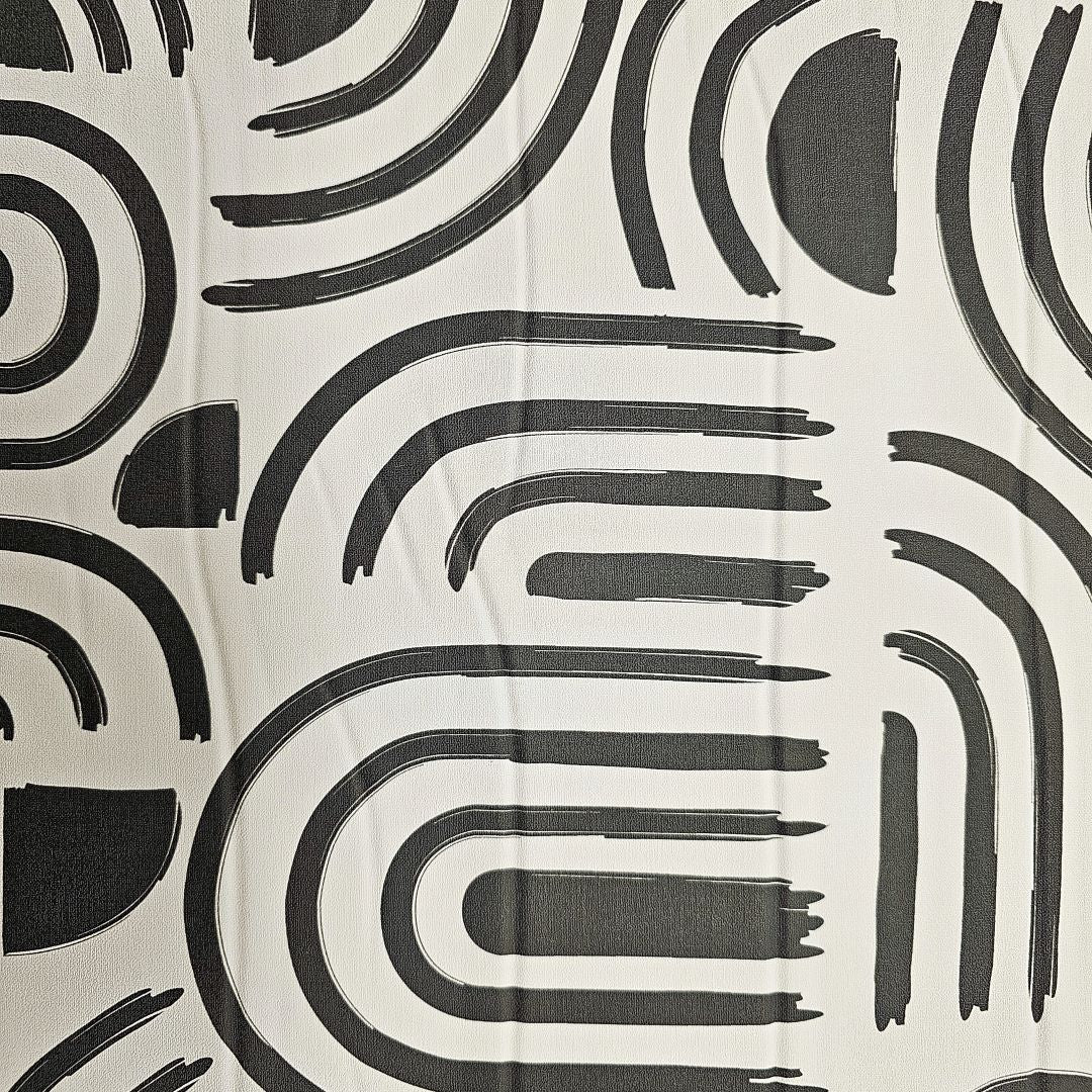 LÆNGDE: 11,5 m - Textilia Pandorine Sort - Voksdug med grafisk mønster - 2. Sortering