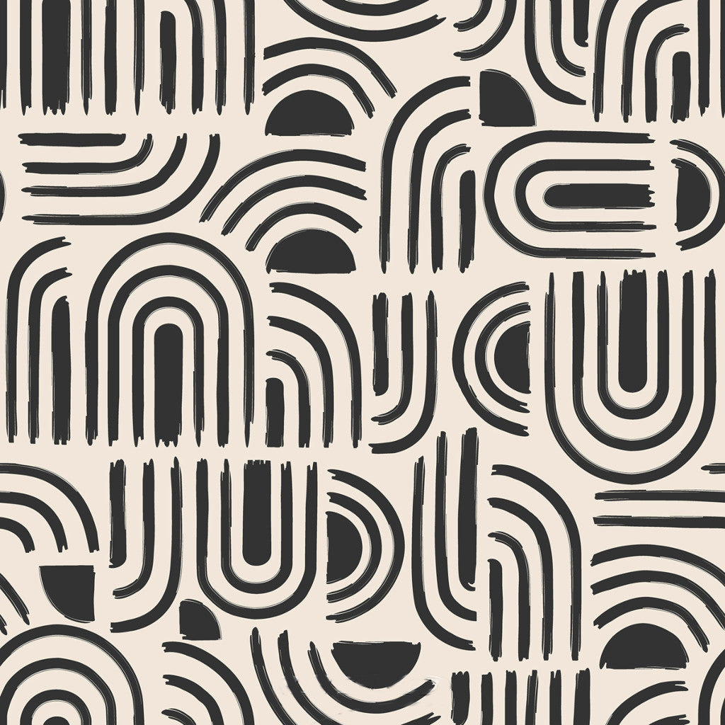 LÆNGDE: 11,5 m - Textilia Pandorine Sort - Voksdug med grafisk mønster - 2. Sortering