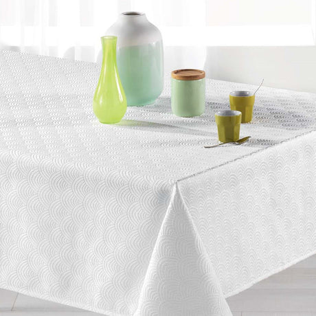 Tokio Jacquard Hvid 140x300 cm – Damaskdug med anti-plet, nærbillede
