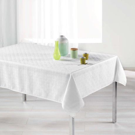 Tokio Jacquard Hvid 140x300 cm – Damaskdug med anti-plet