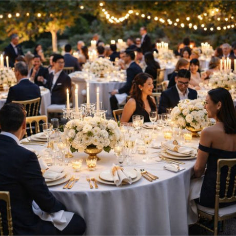 Vento – Ensfarvet rund stofdug Ø230 cm, hvid havefest