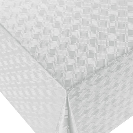 Damask Fliser Hvid - Voksdug med klassisk præget damask-mønster