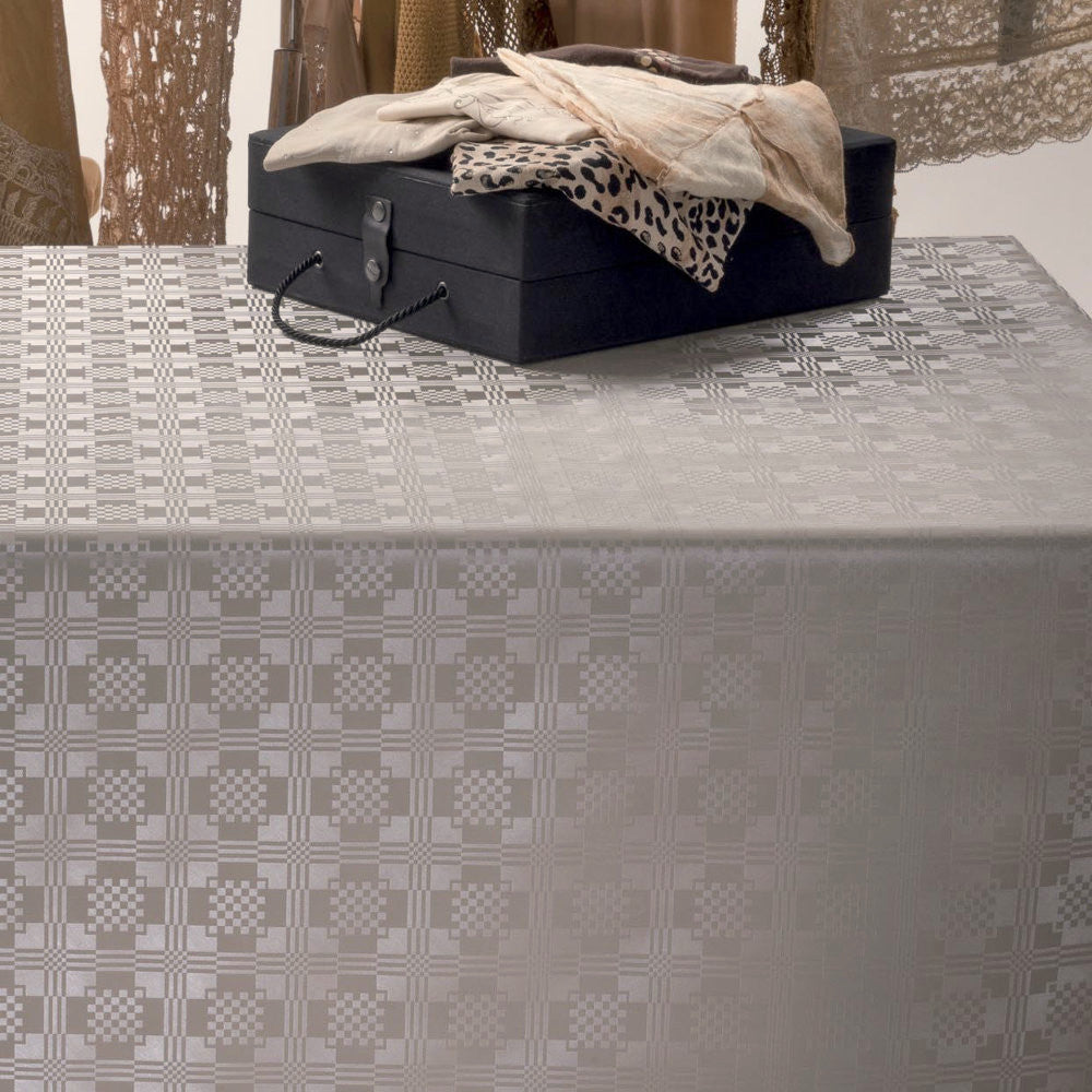 LÆNGDE: 2,0 m - Damast Carre Classic Taupe, damask præget voksdug