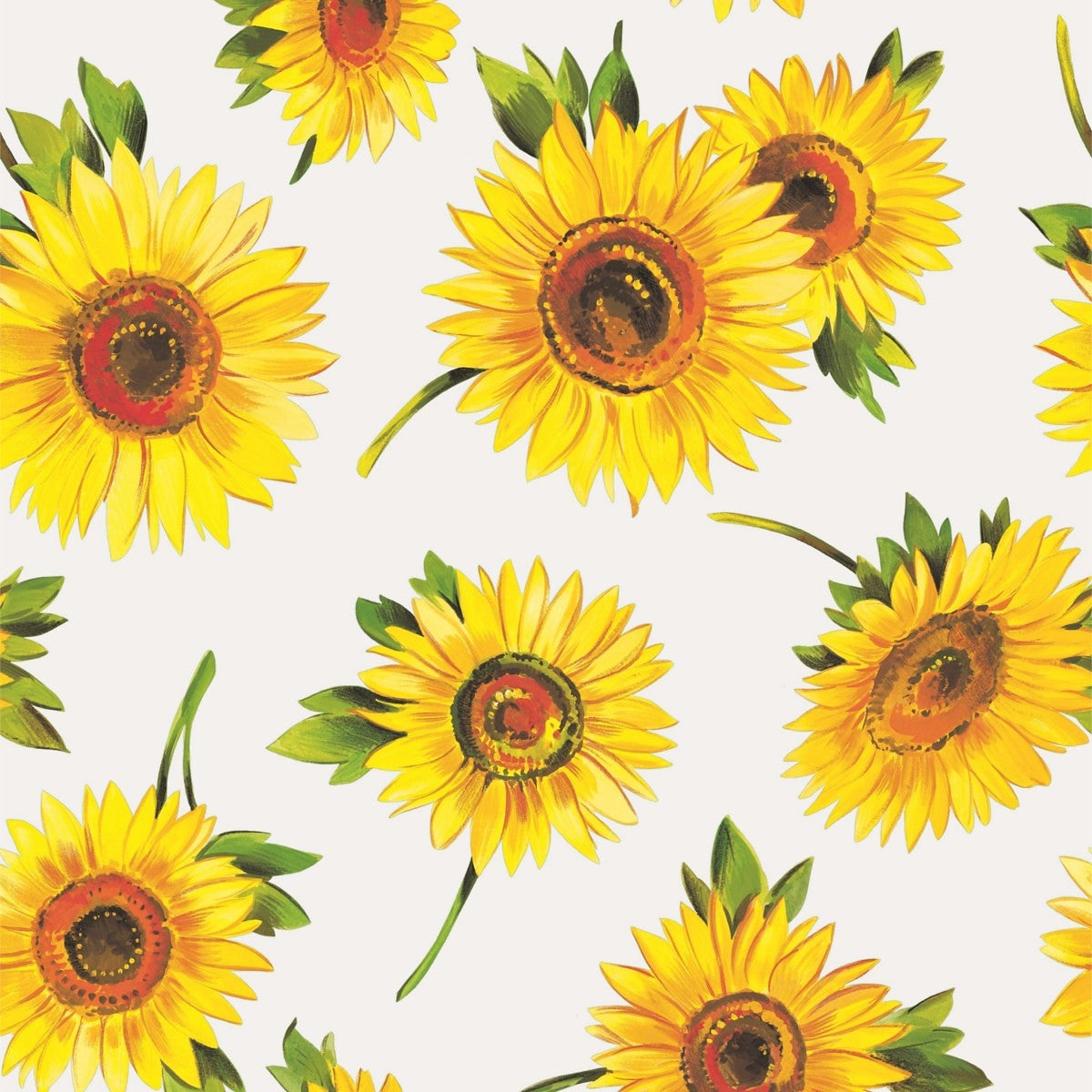 Karla Hvid, voksdug med blomstrende solsikker