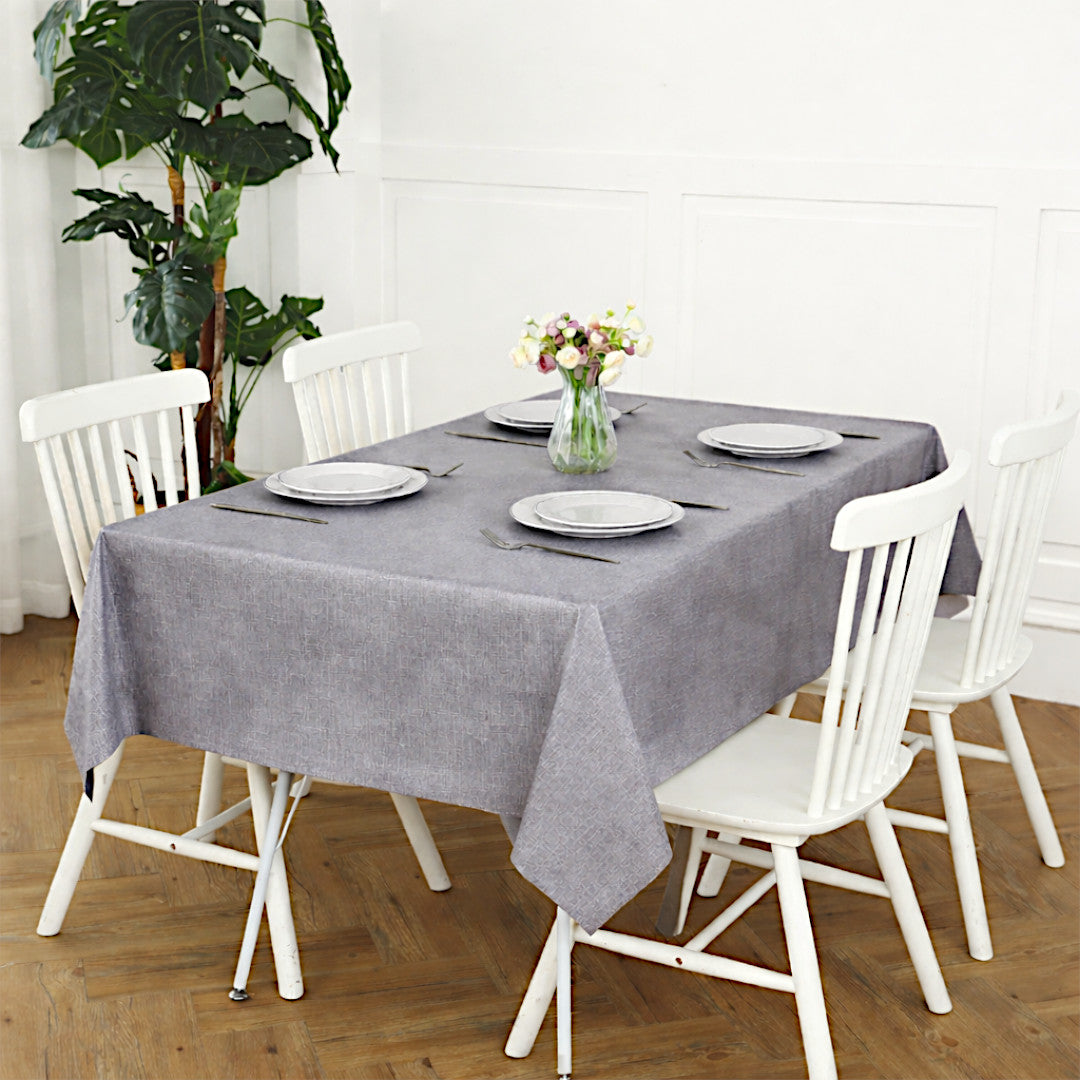 Linen Look Beton - Ensfarvet voksdug i hørlook, præget overflade, miljø